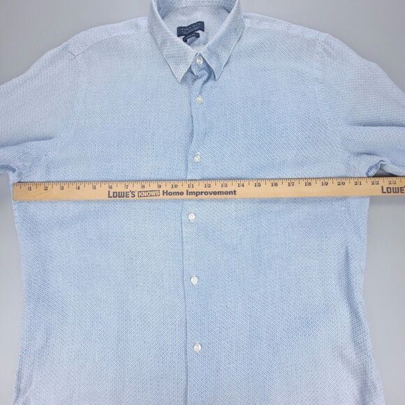 ZARA MAN 100% Linen Slim Fit Long Sleeve Button Down Shirt Mens Large Blue Print - Picture 3 of 8